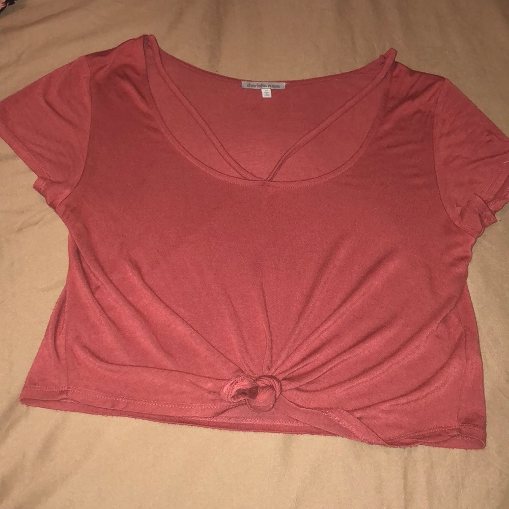Reddish/orange really cute knotted crop top